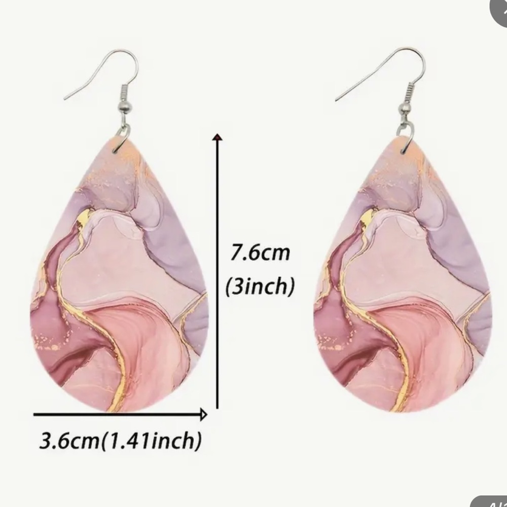 Elegant Teardrop Earrings with Gold Accents - Picture 2 of 2